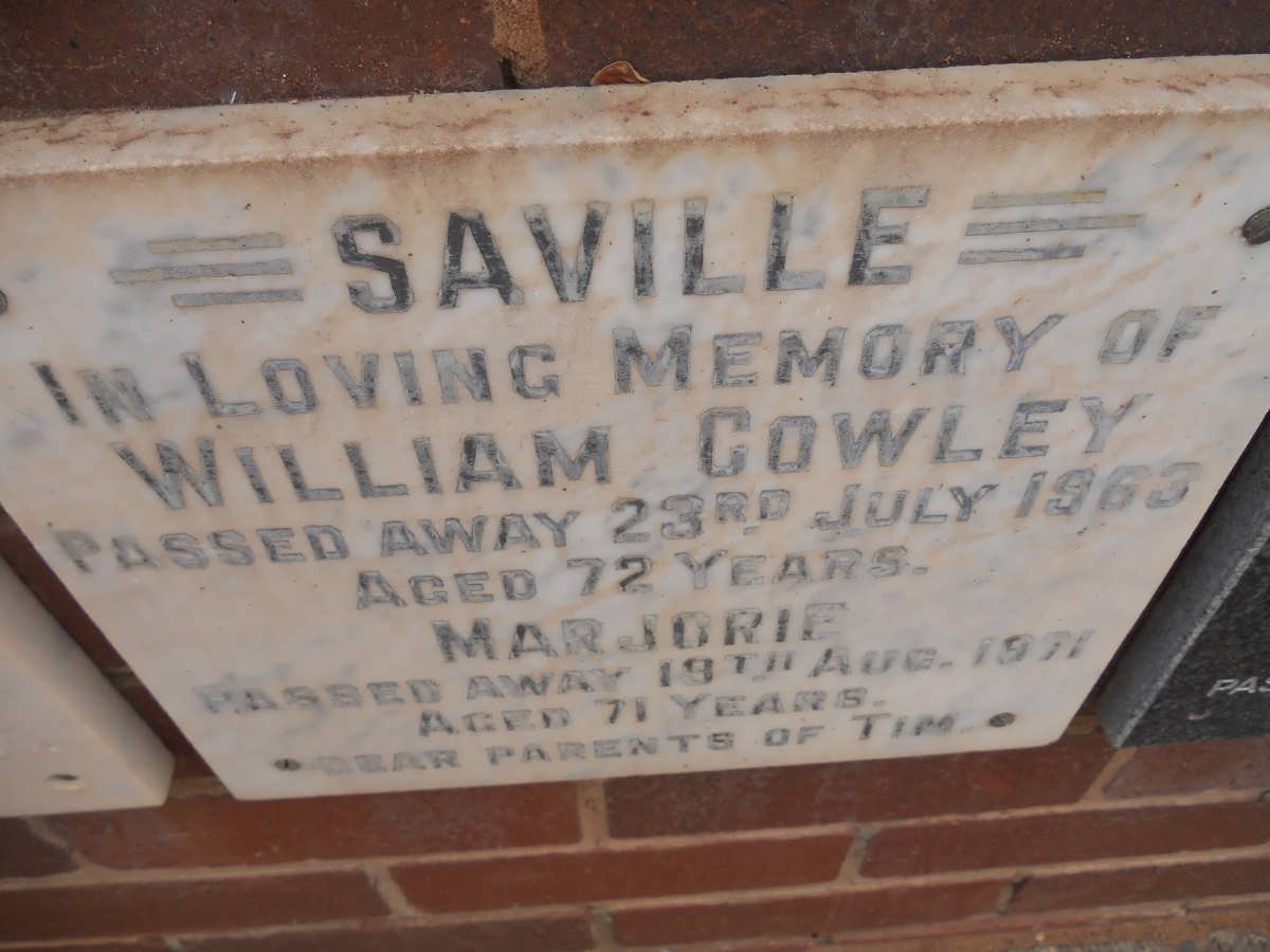 SAVILLE William Cowley -1963 &amp; Marjorie -1971