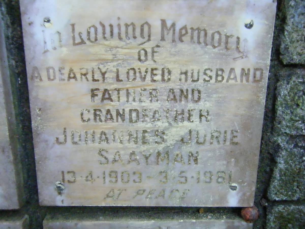 SAAYMAN Johannes Jurie 1903-1981