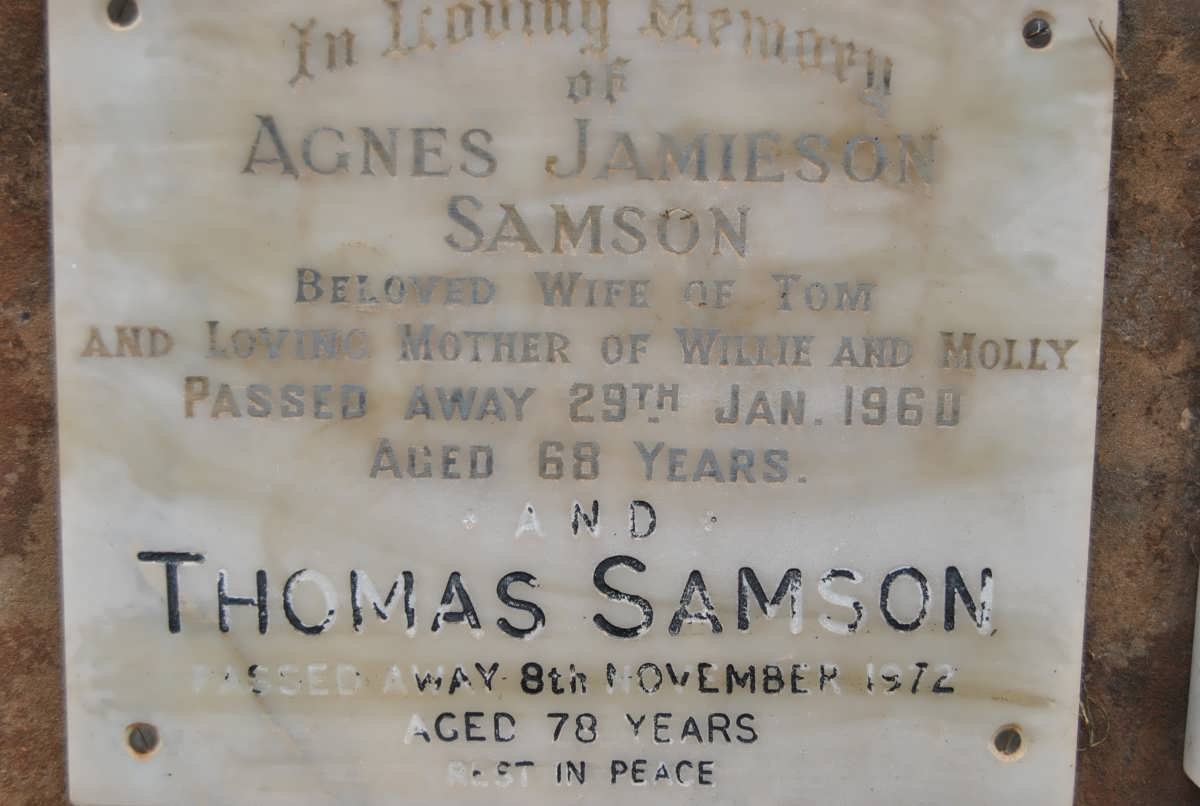 SAMSON Thomas -1972 &amp; Agnes JAMIESON -1960