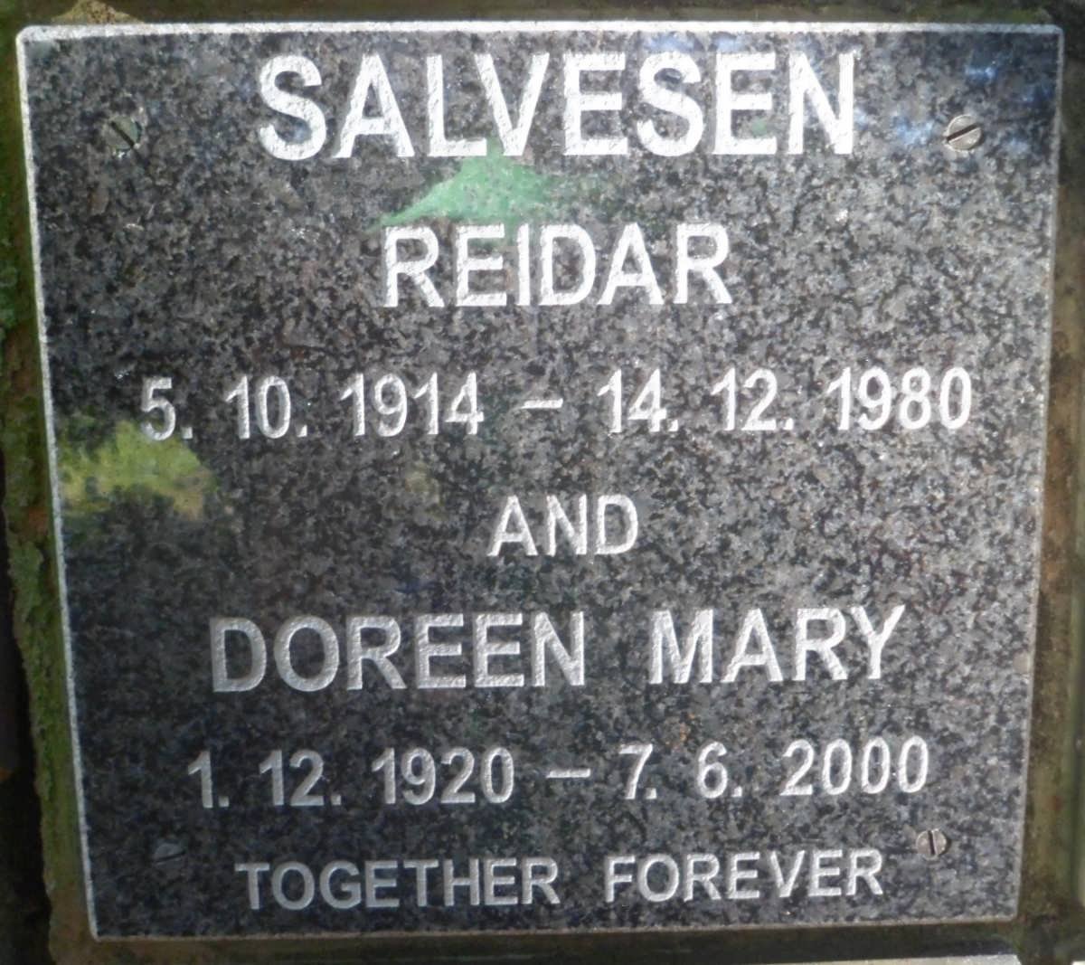 SALVESEN Reidar 1914-1980 &amp; Doreen Mary 1920-2000