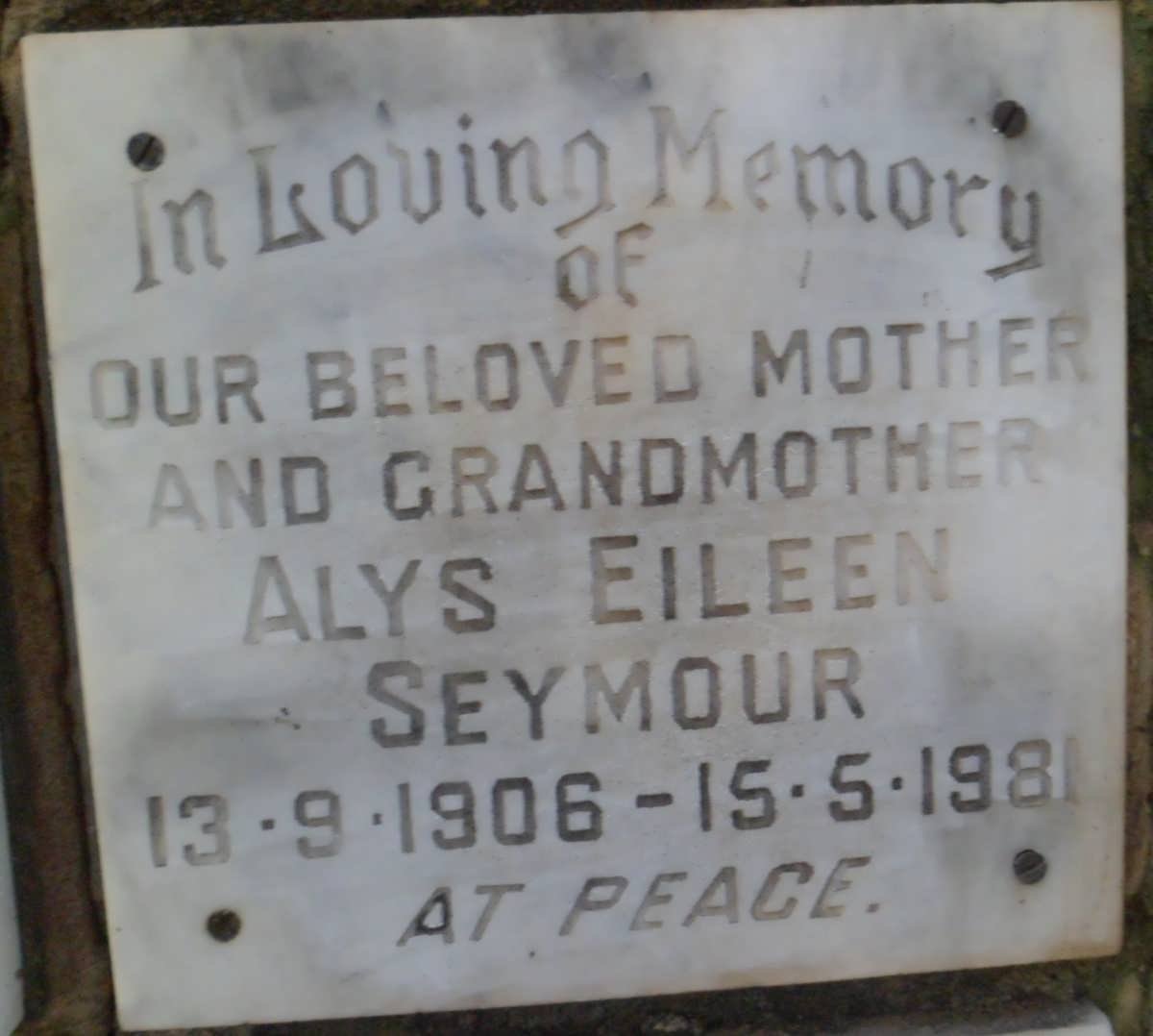 SEYMOUR Alys Eileen 1906-1981