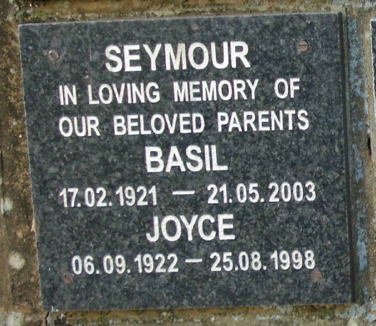 SEYMOUR Basil 1921-2003 &amp; Joyce 1922-1998