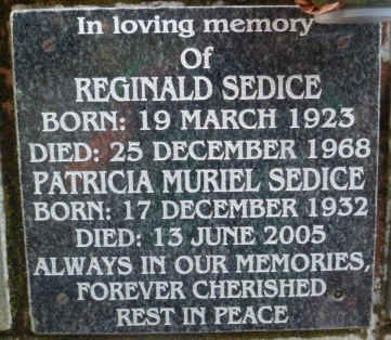 SEDICE Reginald 1923-1968 &amp; Patricia Muriel 1932-2005