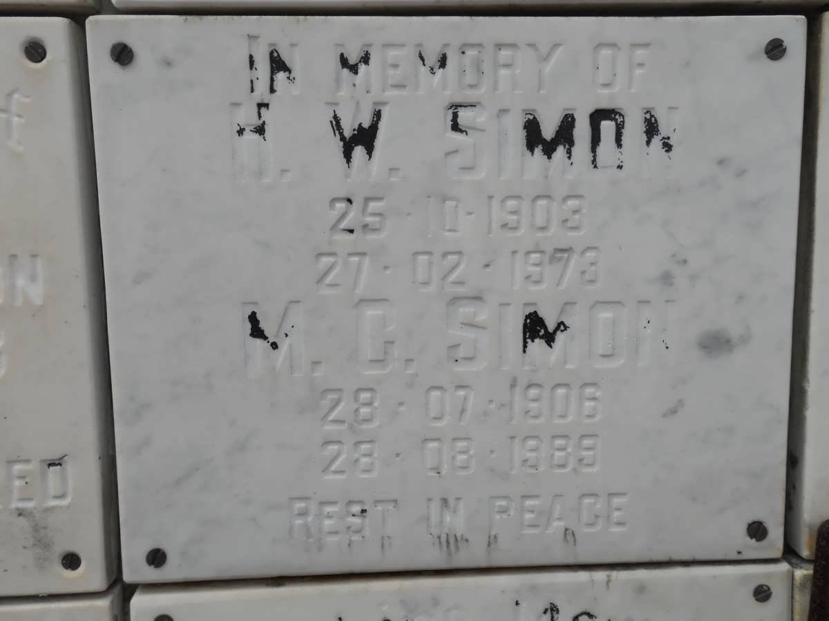 SIMON H.W. 1903-1973 &amp; M.C. 1906-1989
