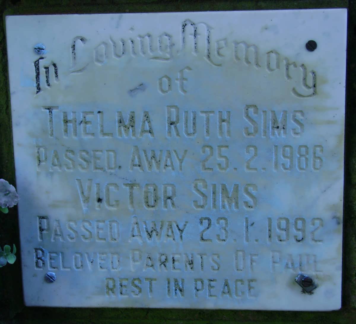 SIMS Victor -1992 &amp; Thelma Ruth -1986