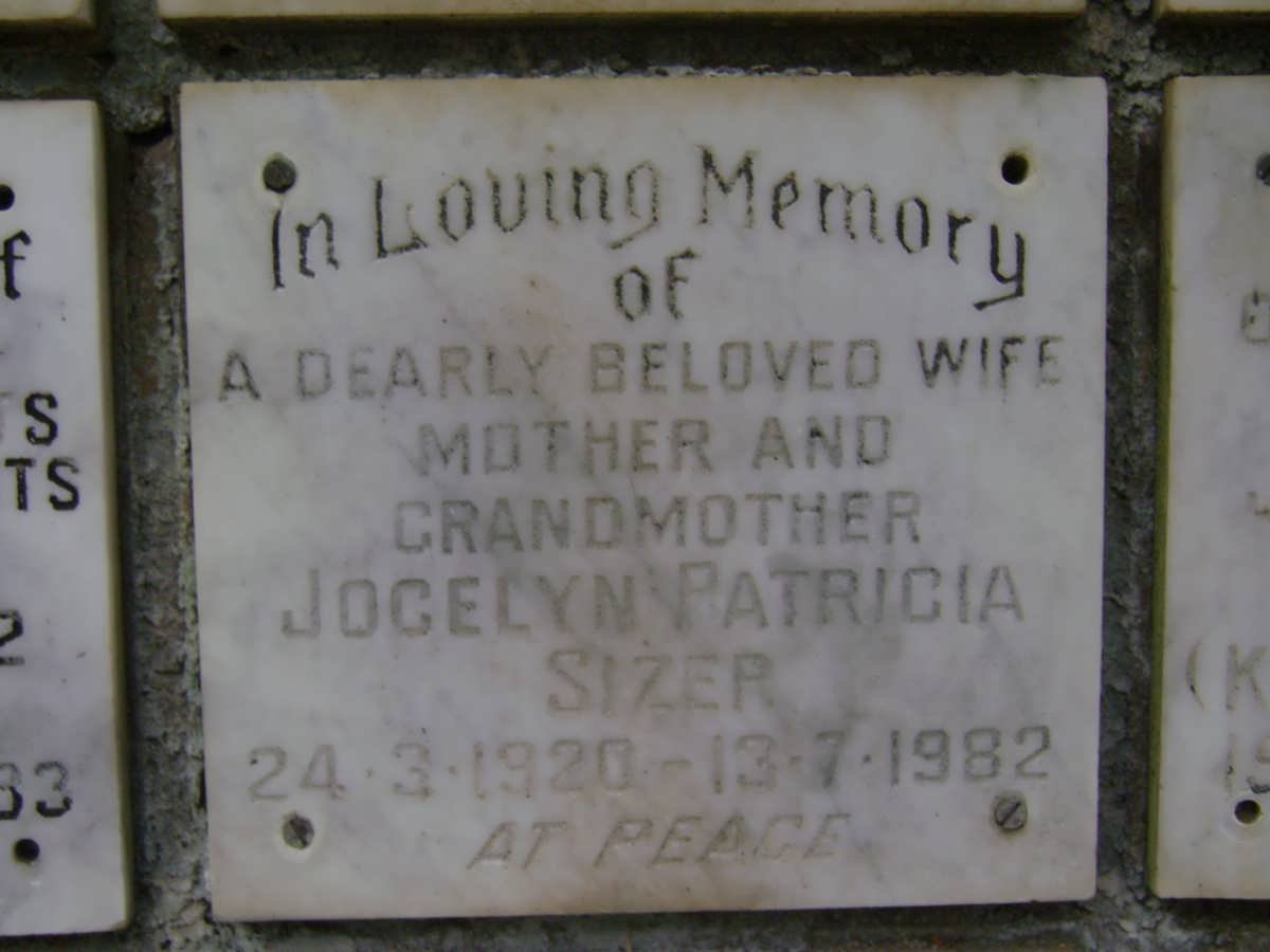 SIZER Jocelyn Patricia 1920-1982