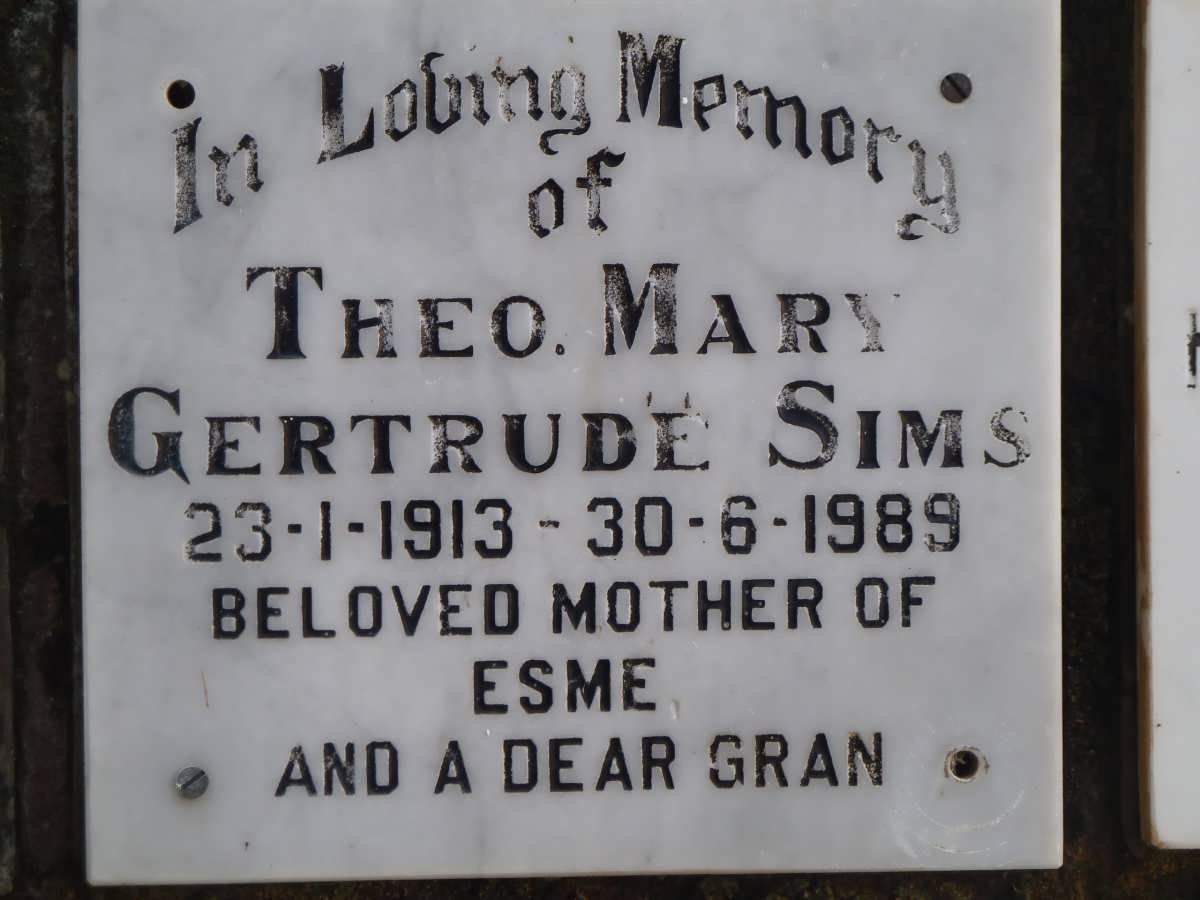 SIMS Theo Mary Gertrude 1913-1989