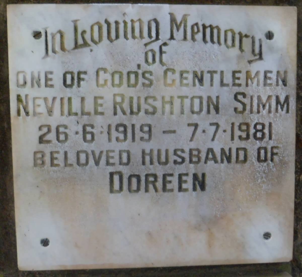 SIMM Neville Rushton 1919-1981