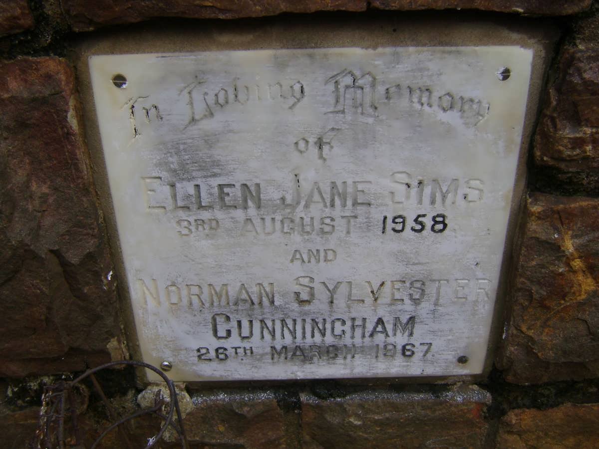 SIMS Ellen Jane -1958 :: CUNNINGHAM Norman Sylvester -1967 