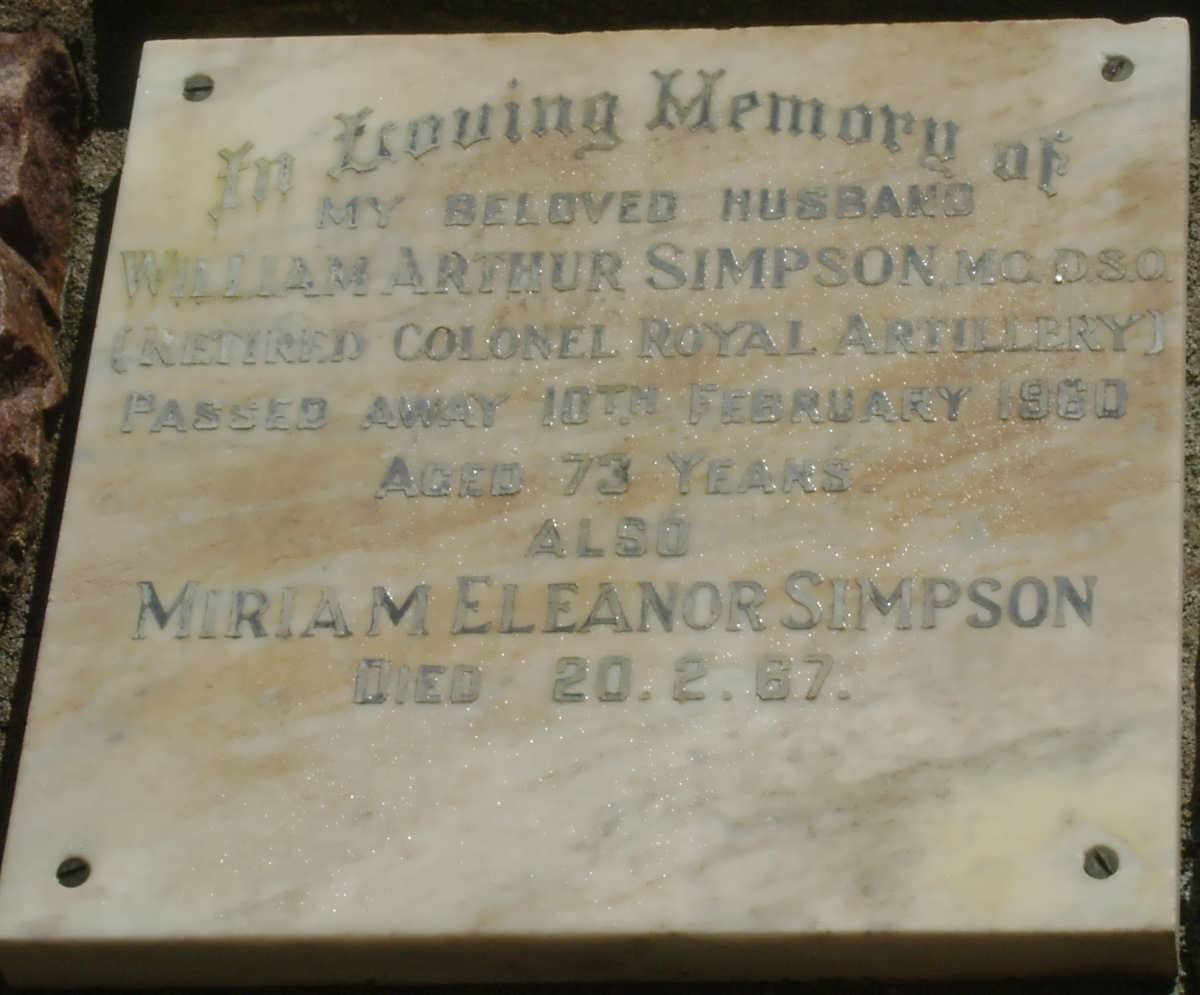 SIMPSON William Arthur -1960 &amp; Miriam Eleanor -1967