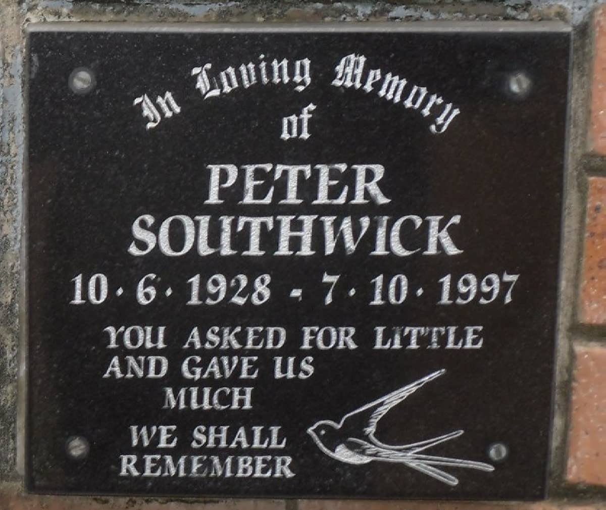 SOUTHWICK Peter 1928-1997