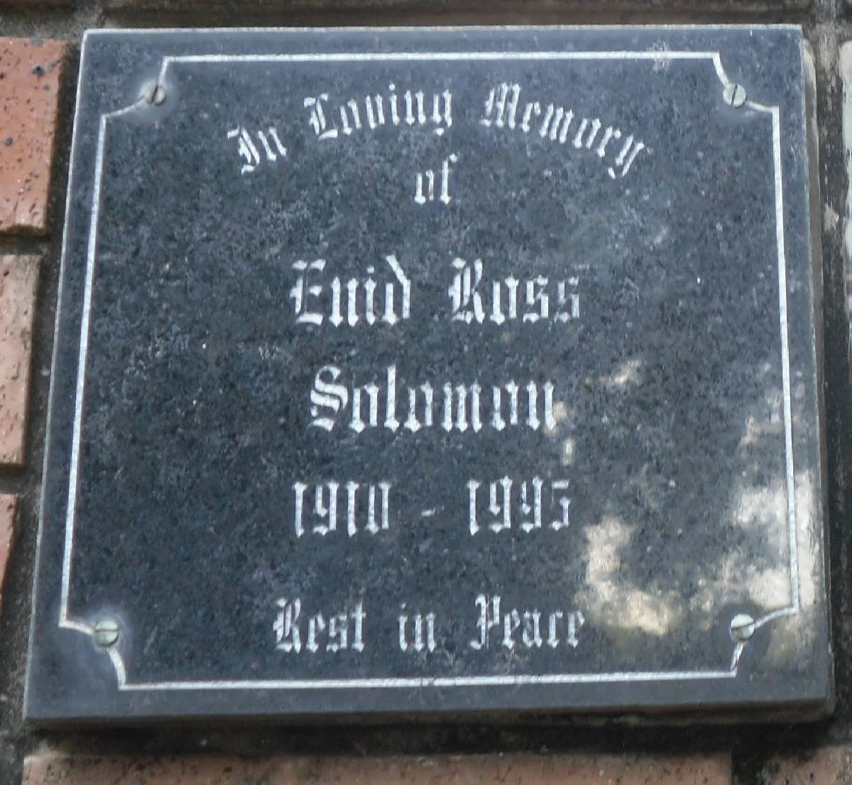 SOLOMON Enid Ross 1910-1995