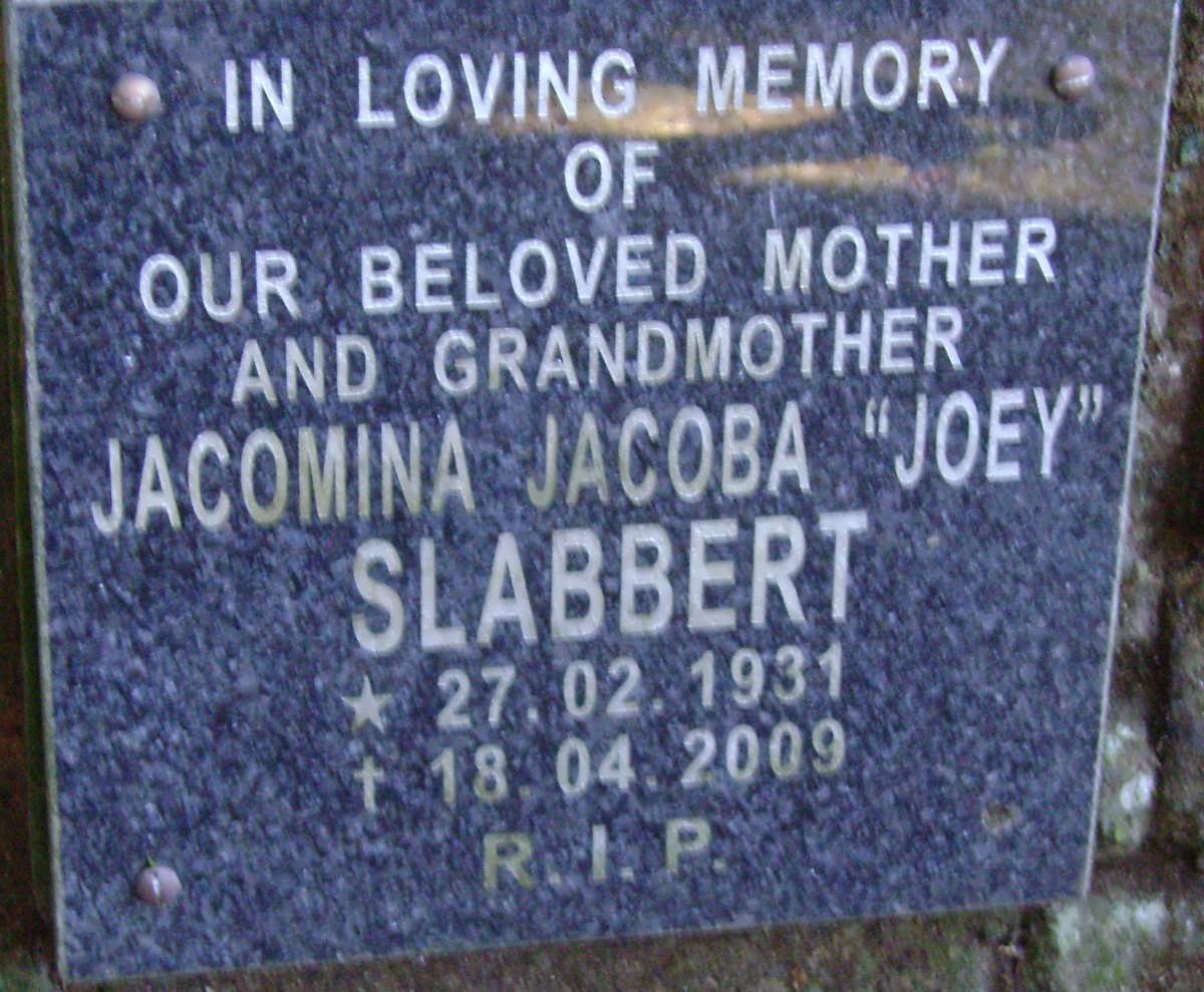 SLABBERT Jacomina Jacoba 1931-2009