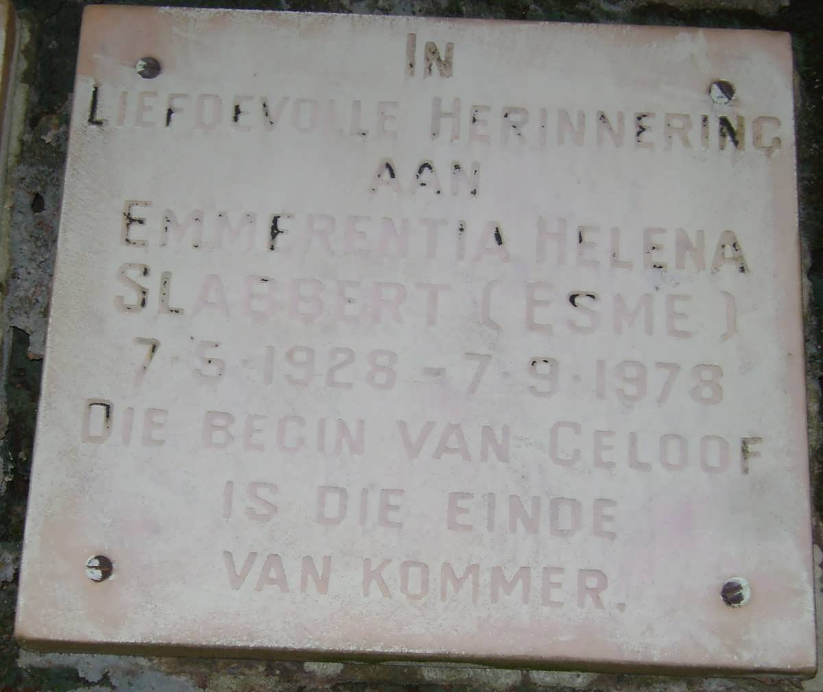 SLABBERT Emmerentia Helena 1928-1978