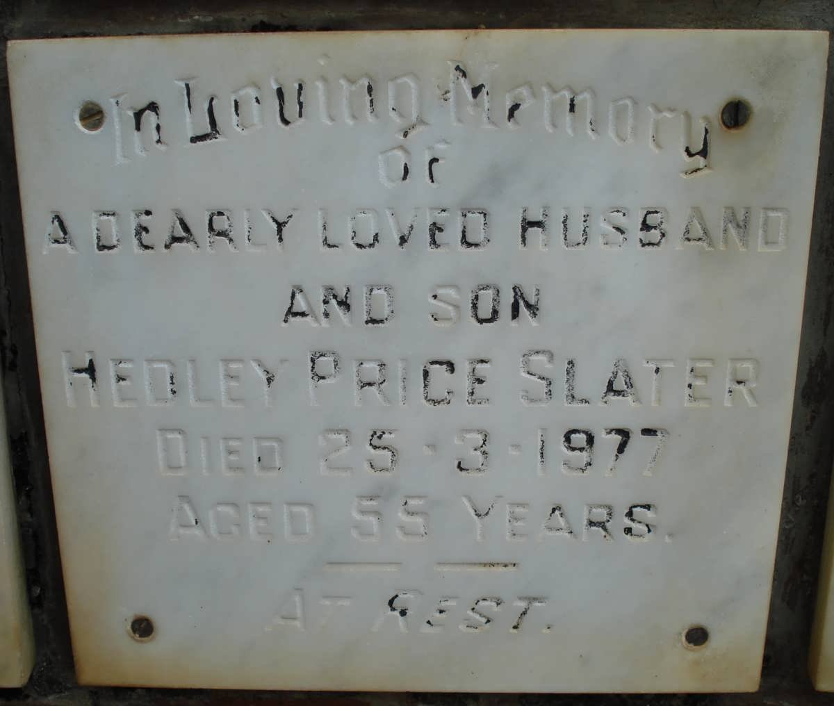 SLATER Hedley Price -1977