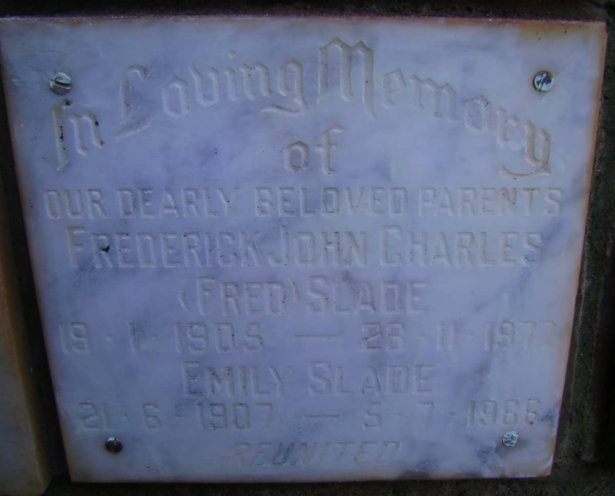 SLADE Frederick John Charles 1905-1977 &amp; Emily 1907-1986