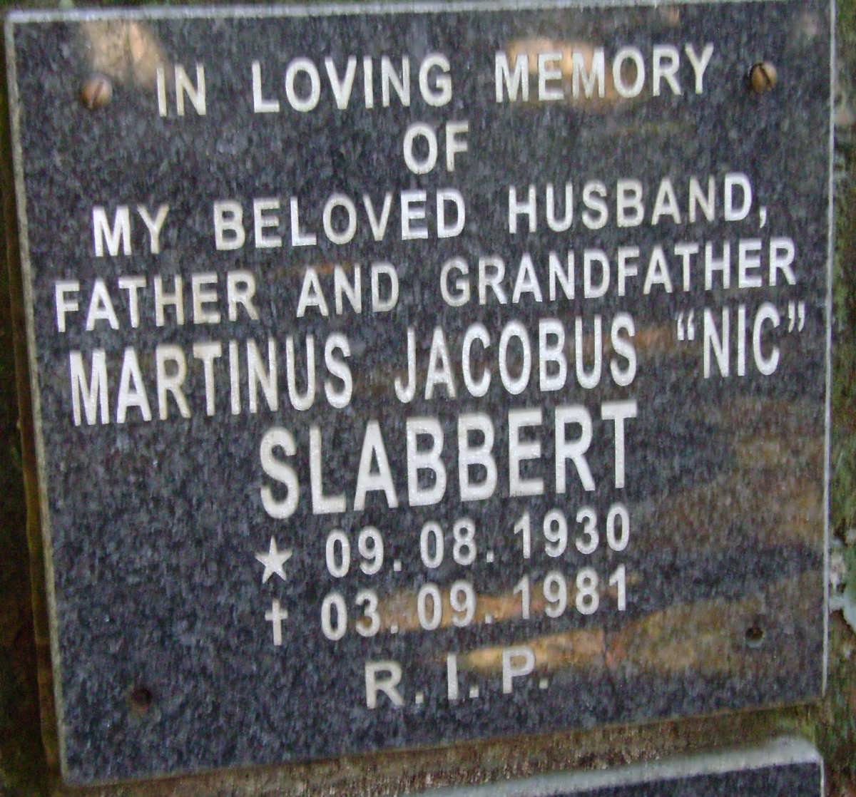 SLABBERT Martinus Jacobus 1930-1981
