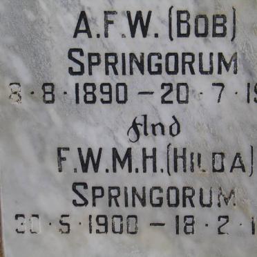 SPRINGORUM A.F.W. 1890-1942 &amp; F.W.M.H. 1900-1988