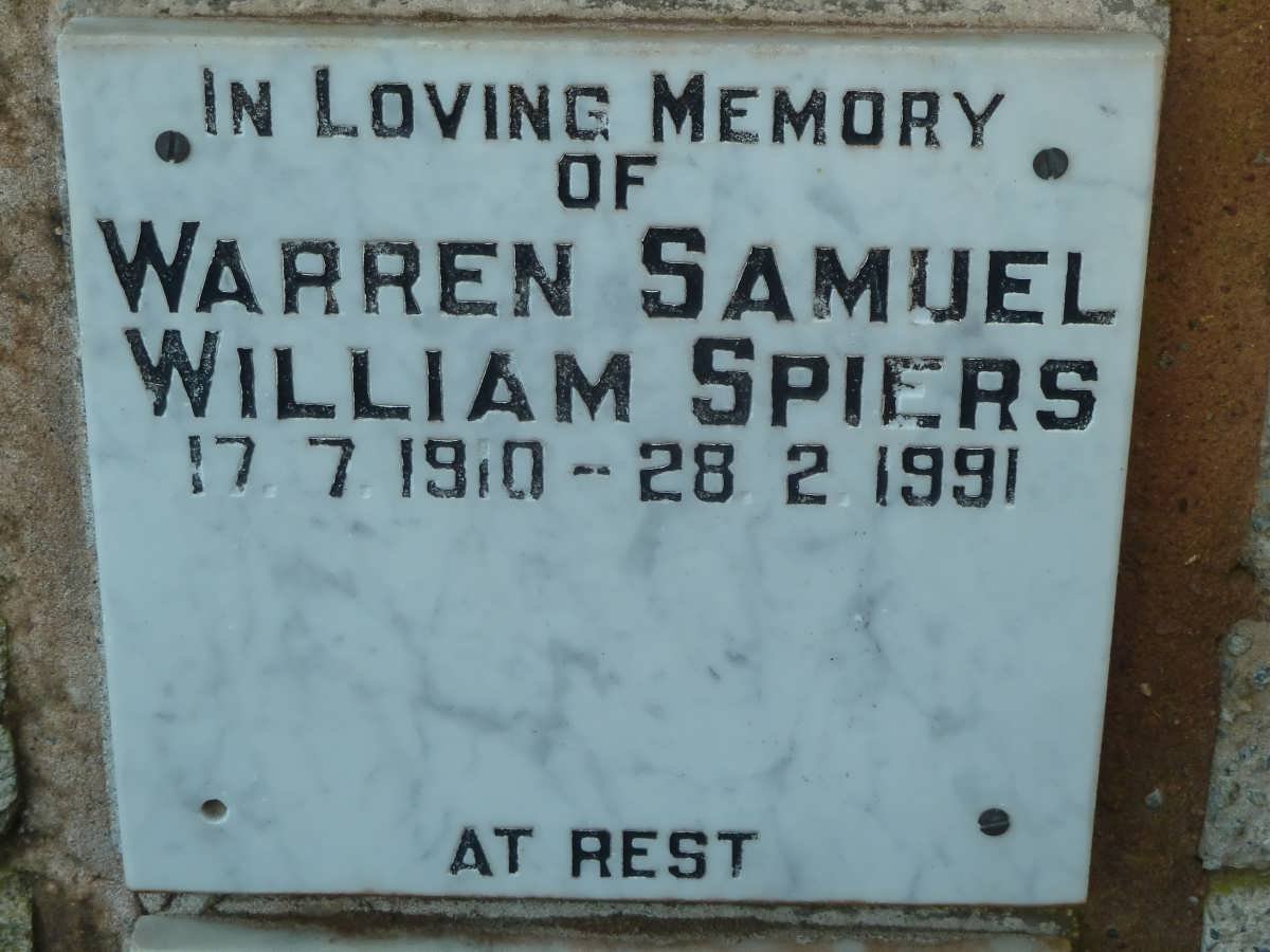 SPIERS Warren Samuel William 1910-1991