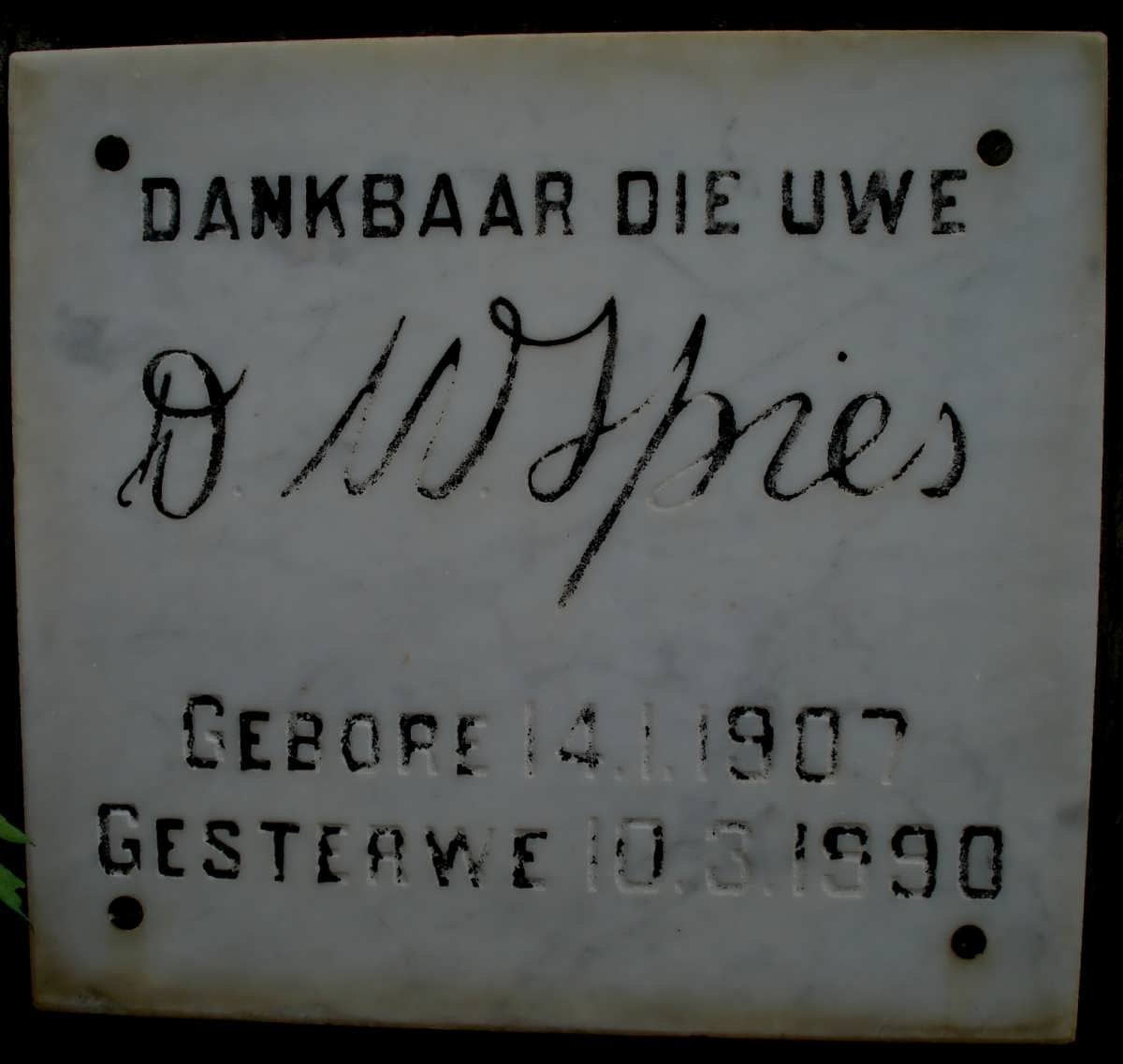 SPIES D.W. 1907-1990