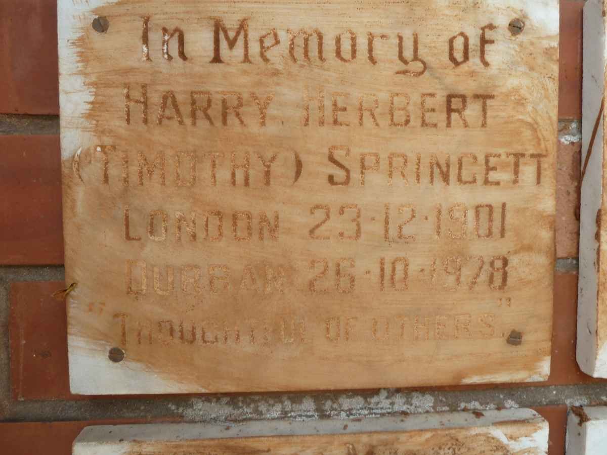 SPRINGETT Harry Herbert 1901-1978