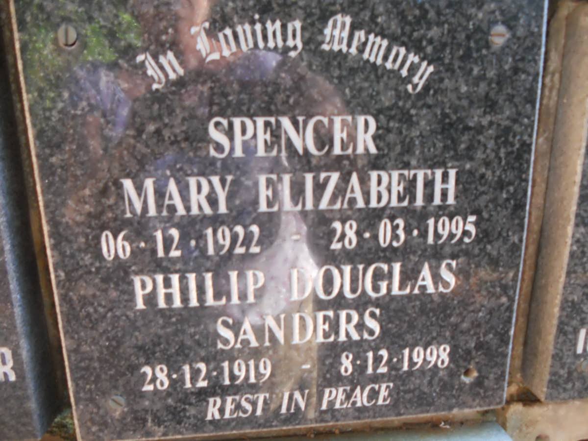 SPENCER Philip Douglas Sanders 1919-1998 &amp; Mary Elizabeth 1922-1995