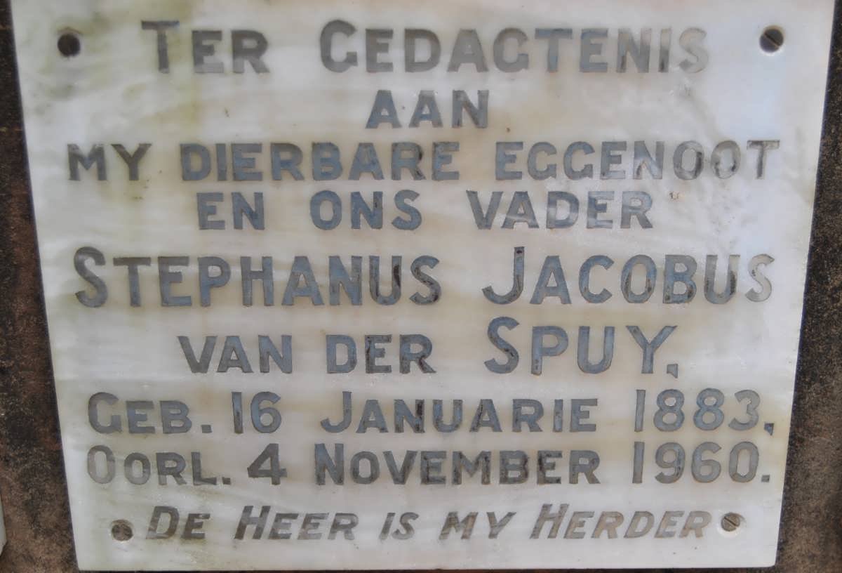 SPUY Stephanus Jacobus, van der 1883-1960