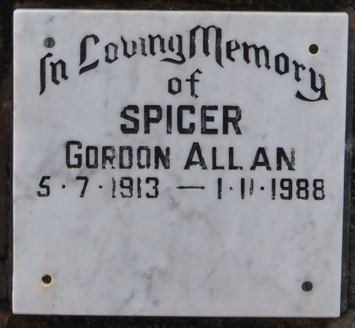 SPICER Gordon Allan 1913-1988