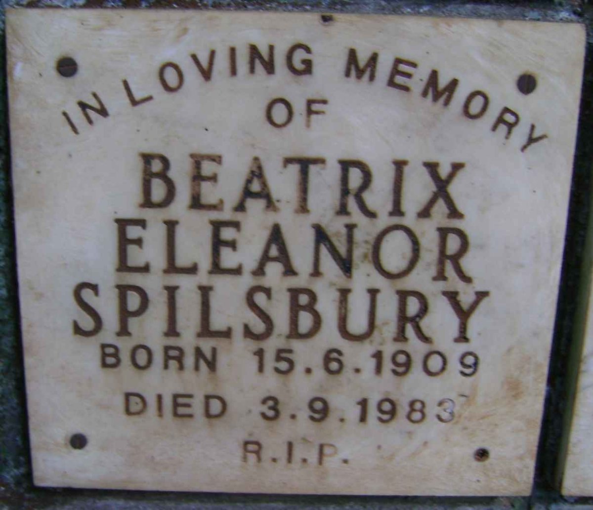 SPILSBURY Beatrix Eleanor 1909-1983