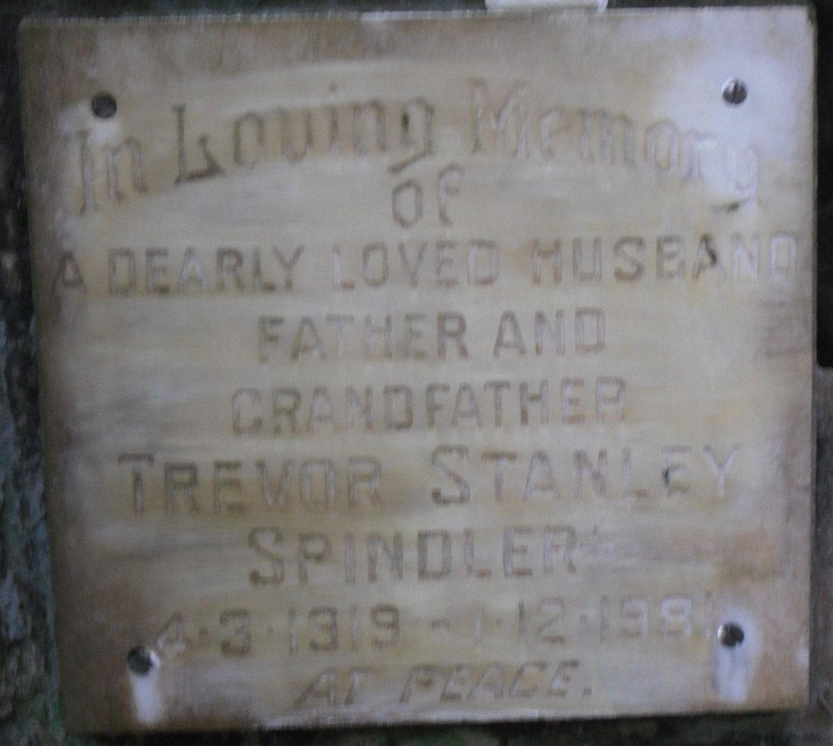 SPINDLER Trevor Stanley 1919-1981