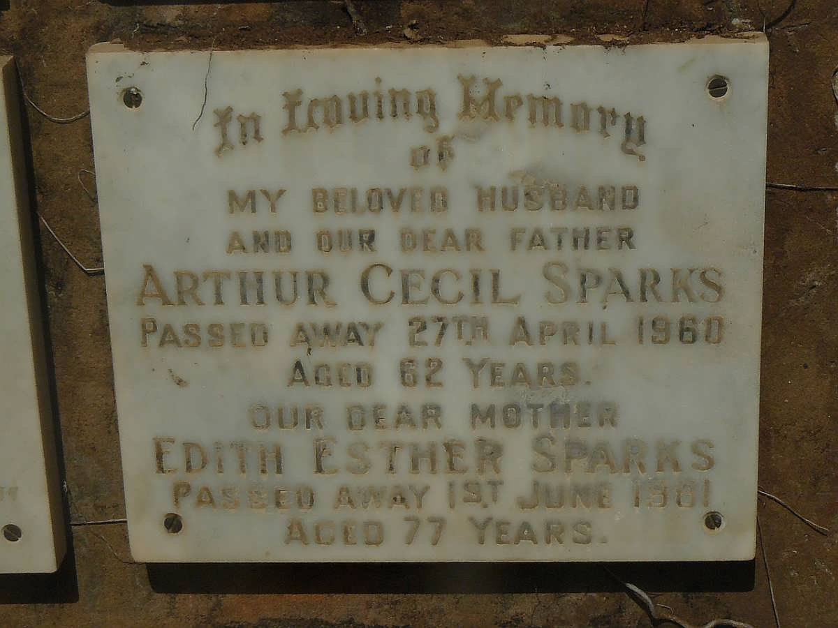 SPARKS Arthur Cecil -1960 &amp; Edith Esther -1981