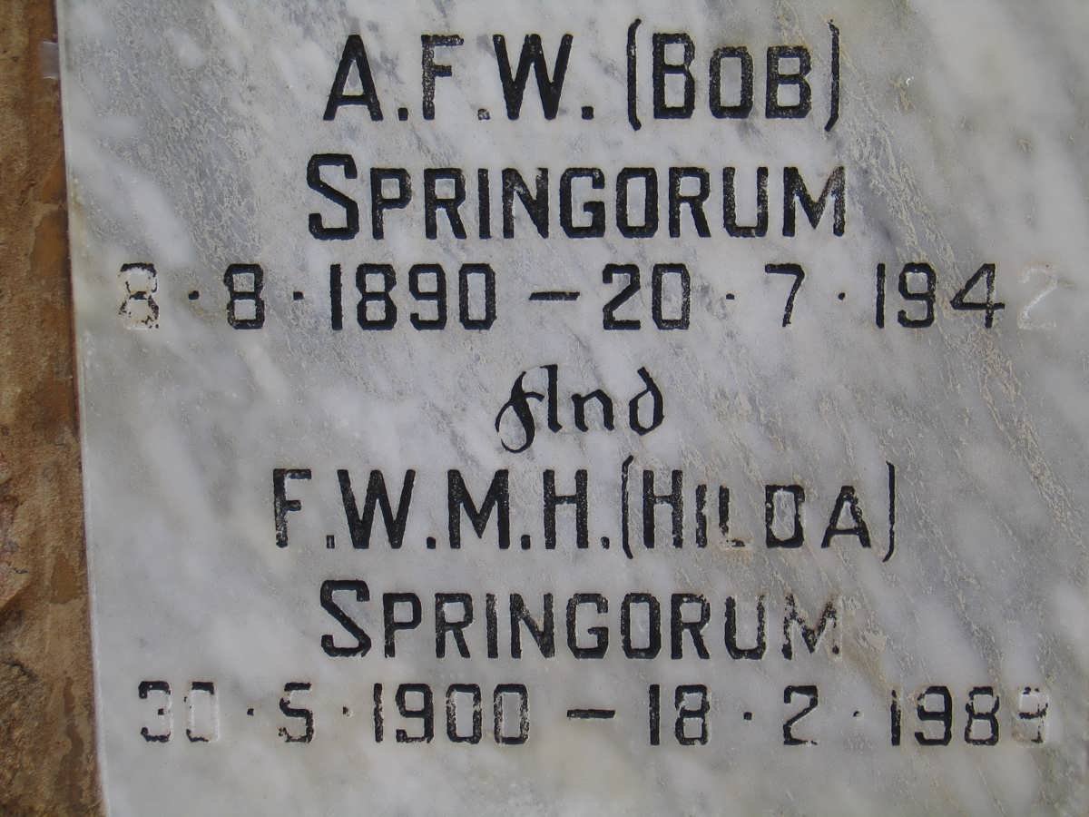 SPRINGORUM A.F.W. 1890-1942 &amp; F.W.M.H. 1900-1988