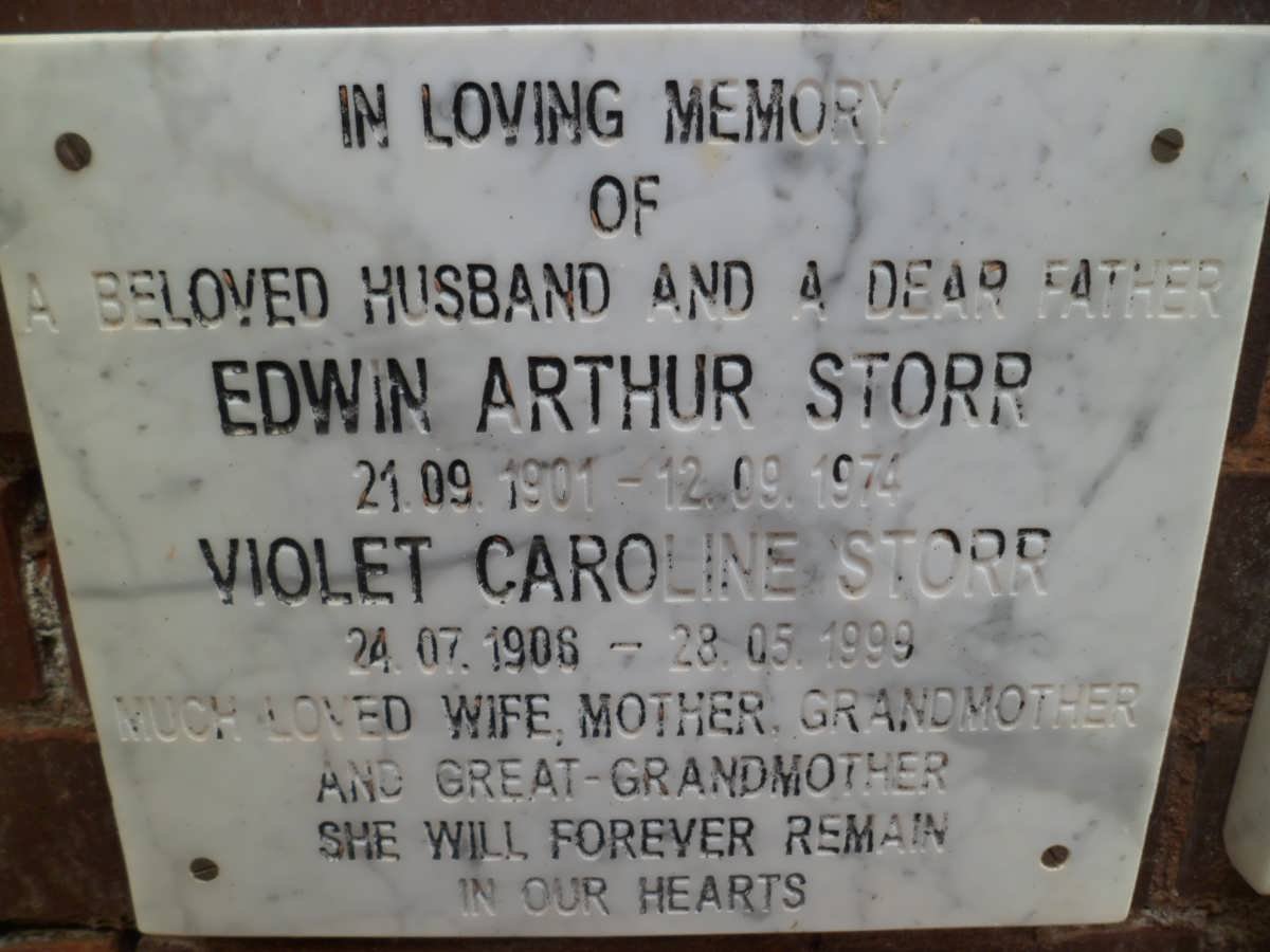 STORR Edwin Arthur 1901-1974 &amp; Violet Caroline 1906-1999