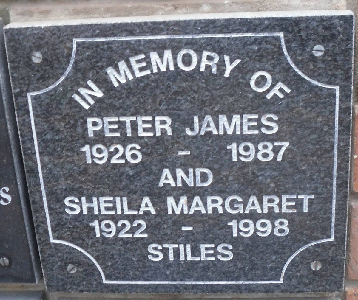 STILES Peter James 1926-1987 &amp; Sheila Margaret 1922-1998