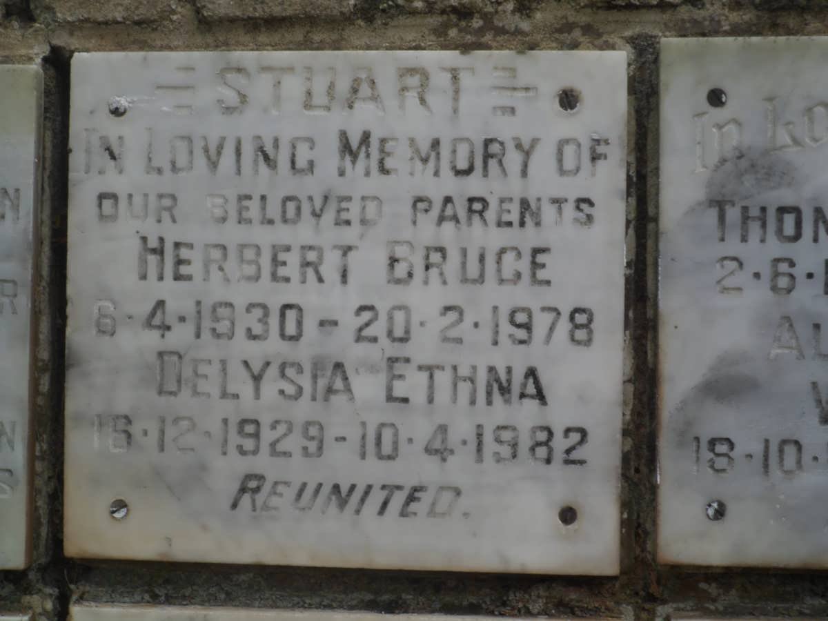 STUART Herbert Bruce 1930-1978 &amp; Delysia Ethna 1929-1982