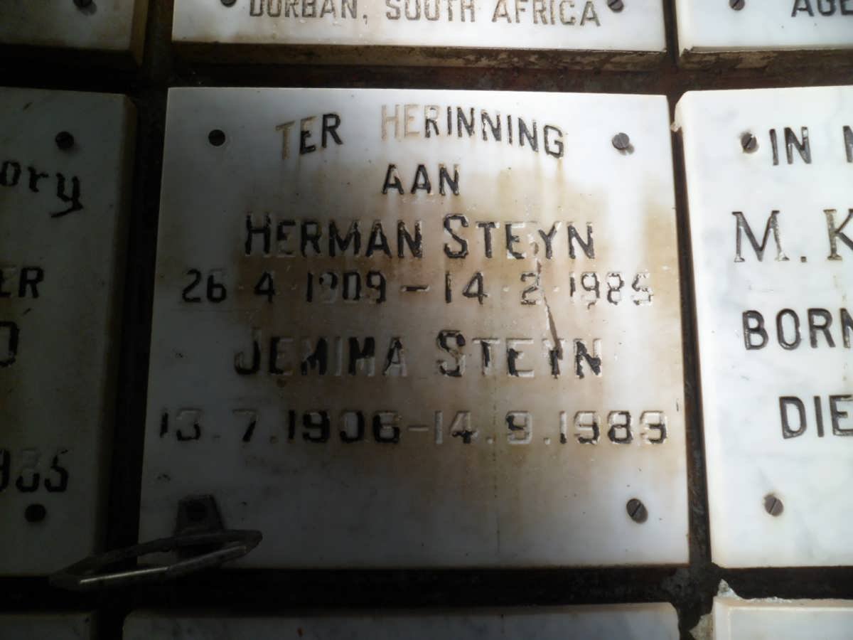 STEYN Herman 1909-1985 &amp; Jemima 1906-1989