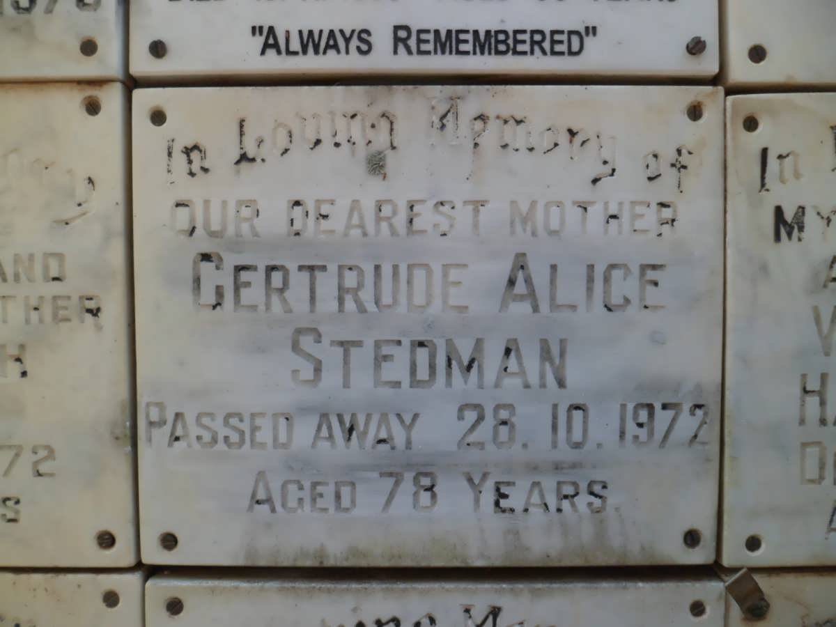 STEDMAN Gertrude Alice -1972