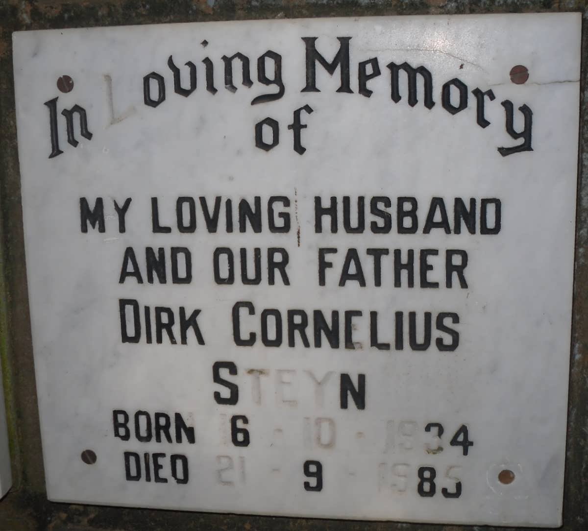STEYN Dirk Cornelius 1934-1985