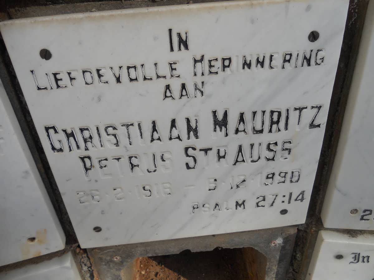 STRAUSS Christiaan Mauritz Petrus 1916-1990