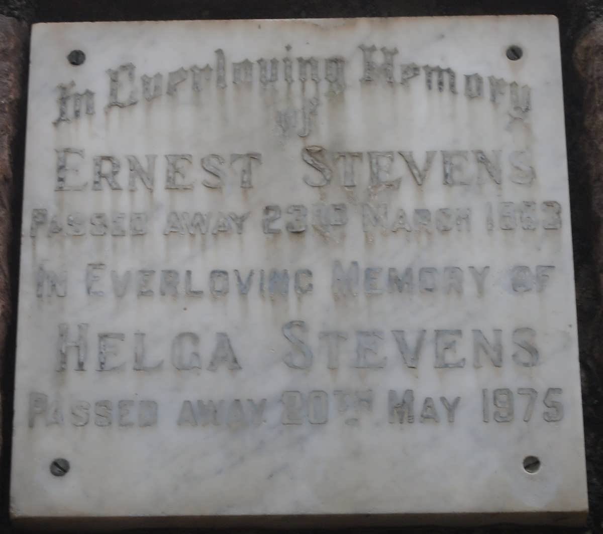 STEVENS Ernest -1963 &amp; Helga -1975