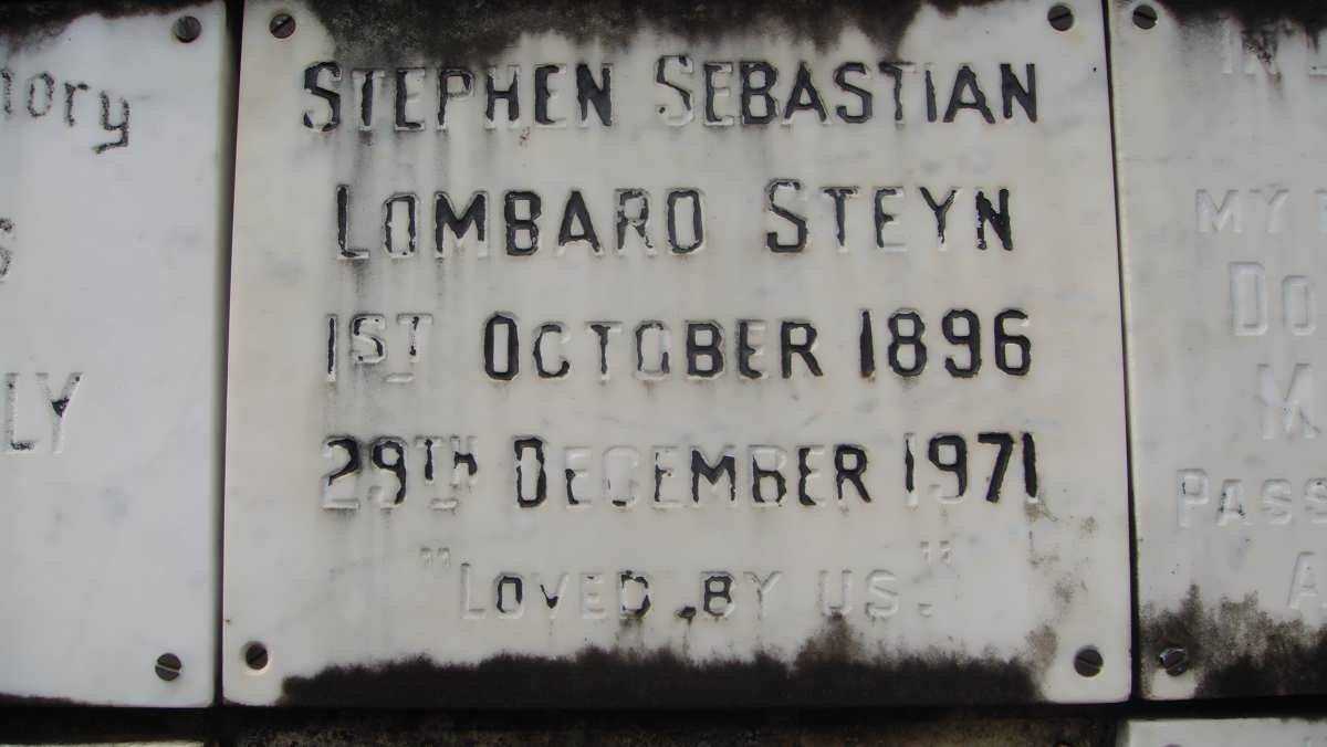 STEYN Stephen Sebastian Lombard 1896-1971