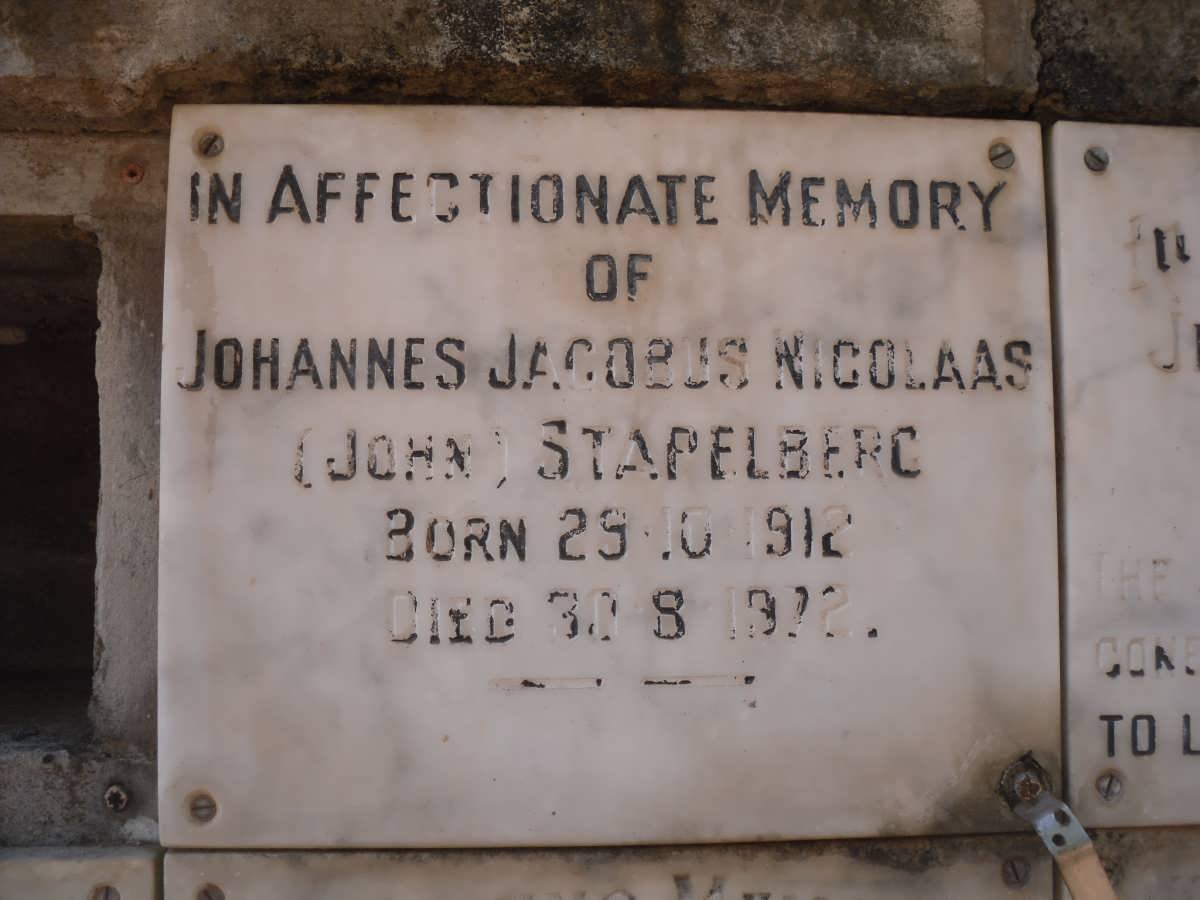 STAPELBERG Johannes Jacobus Nicolaas 1912-1972