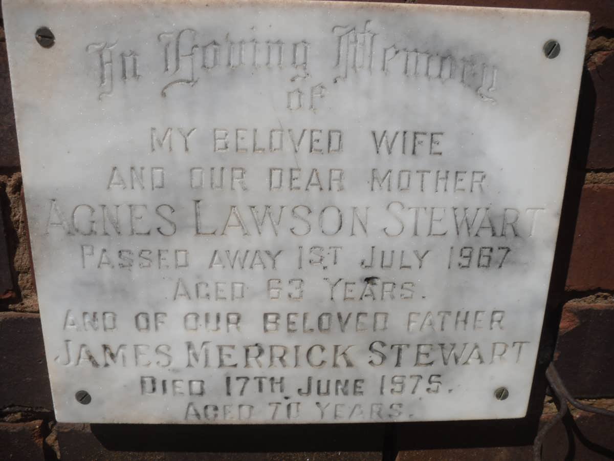 STEWART James Merrick -1975 &amp; Agnes Lawson -1967