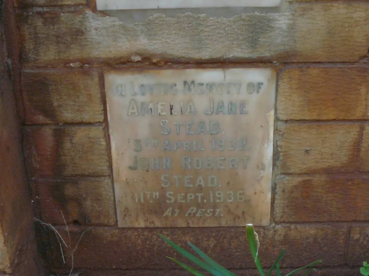 STEAD John Robert -1936 &amp; Amelia Jane -1932
