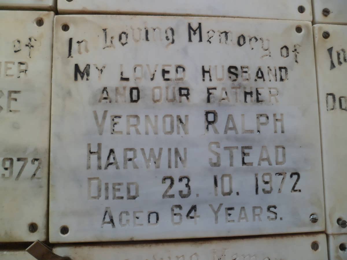 STEAD Vernon Ralph Harwin -1972