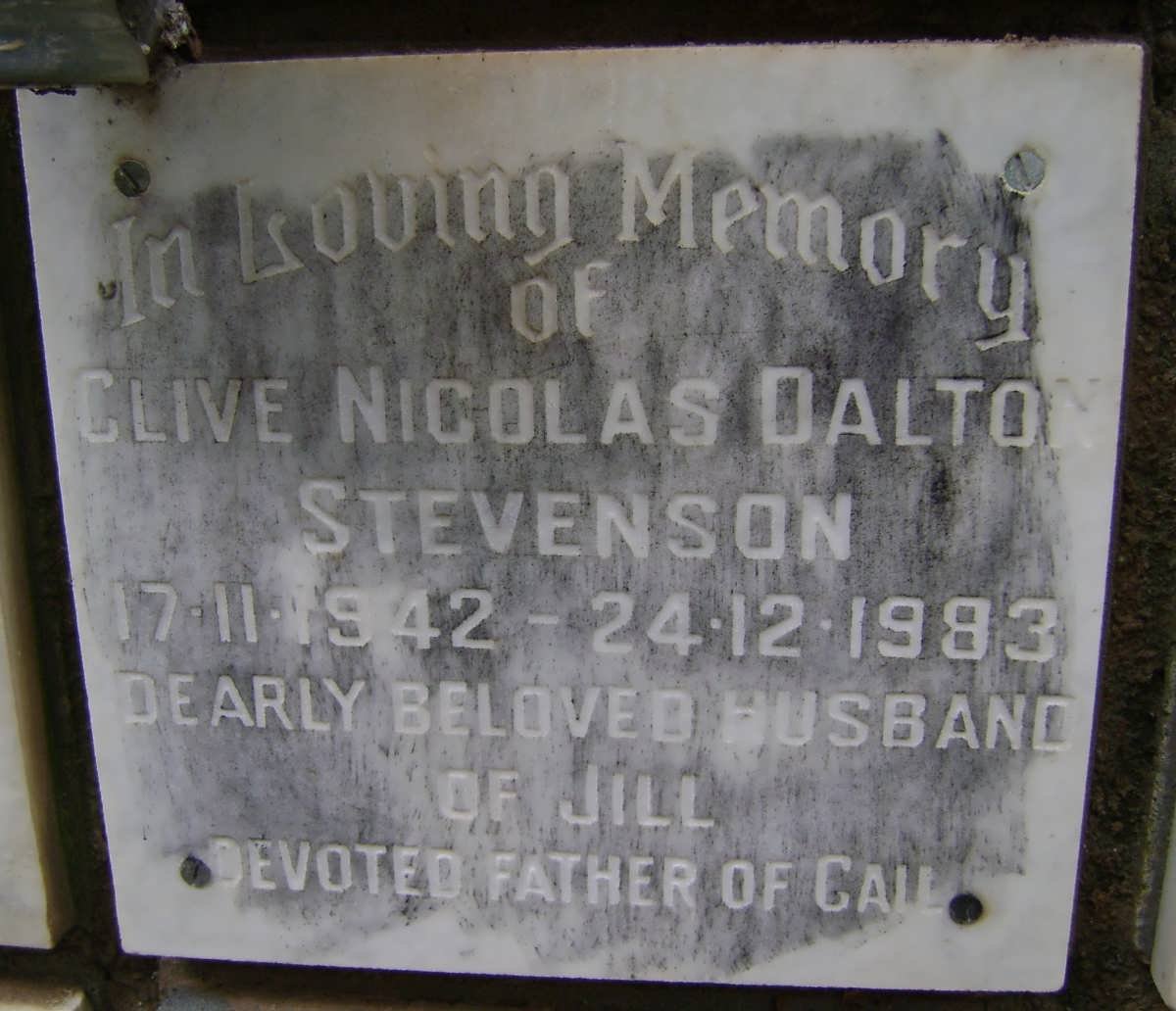 STEVENSON Clive Nicolas Dalton 1942-1983