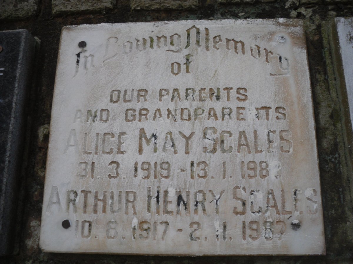 SCALES Arthur Henry 1917-1987 &amp; Alice May 1919-1982