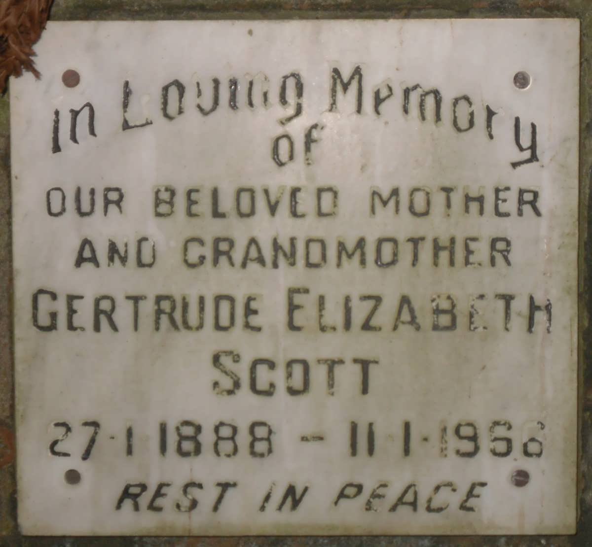 SCOTT Gertrude Elizabeth 1888-1966