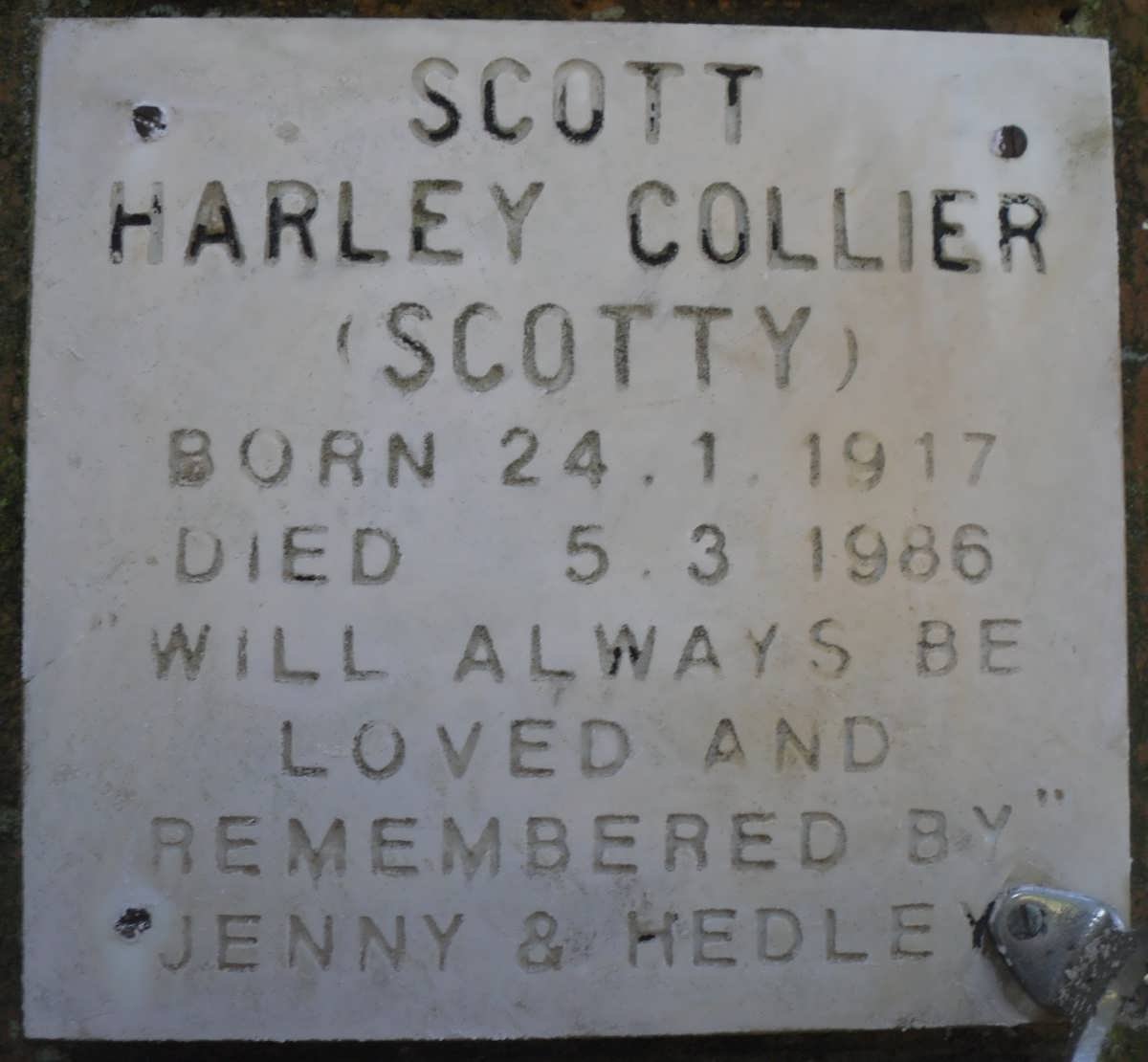 SCOTT Harley Collier 1917-1986