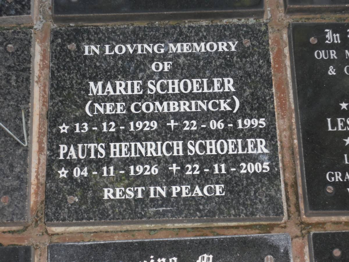 SCHOELER Pauts Heinrich 1926-2005 &amp; Marie COMBRINCK 1929-1995